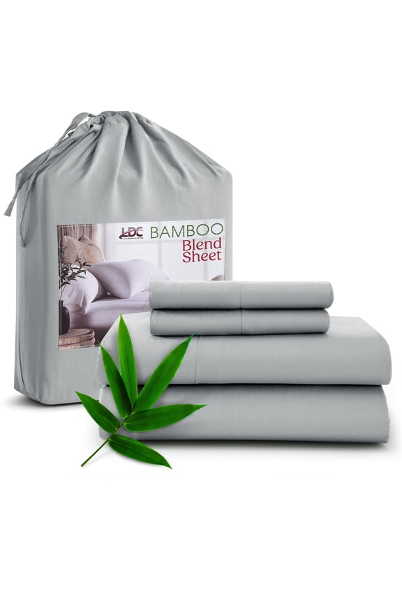 Rayon from Bamboo Blend Queen Sheets Deep Pockets - 4 Piece Cooling Bed Sheets Set, Gray