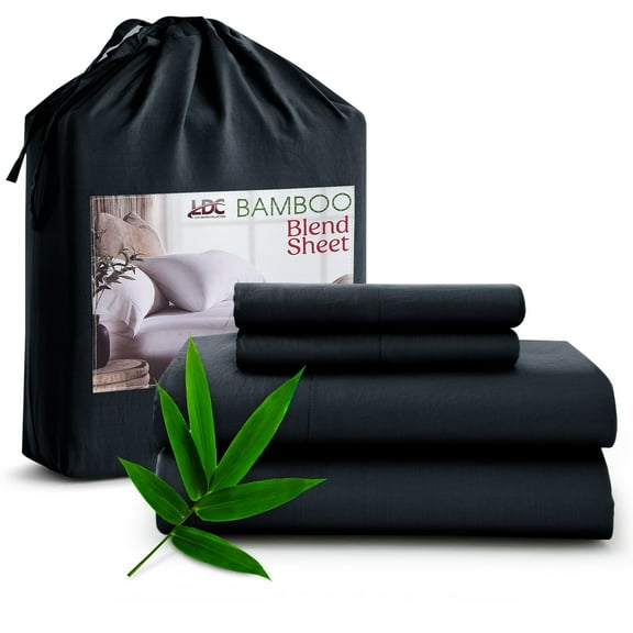 Lux Decor Collection Rayon from Bamboo Blend Sheets Full Size Set - 4 Piece Luxury Bed Sheets Set, Black