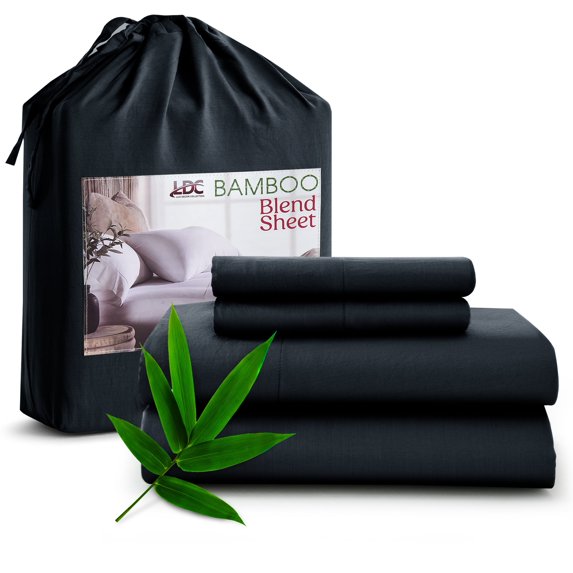 Lux Decor Collection Rayon from Bamboo Blend Sheets King Size - 4 Piece Cooling Bed Sheets Set, Black