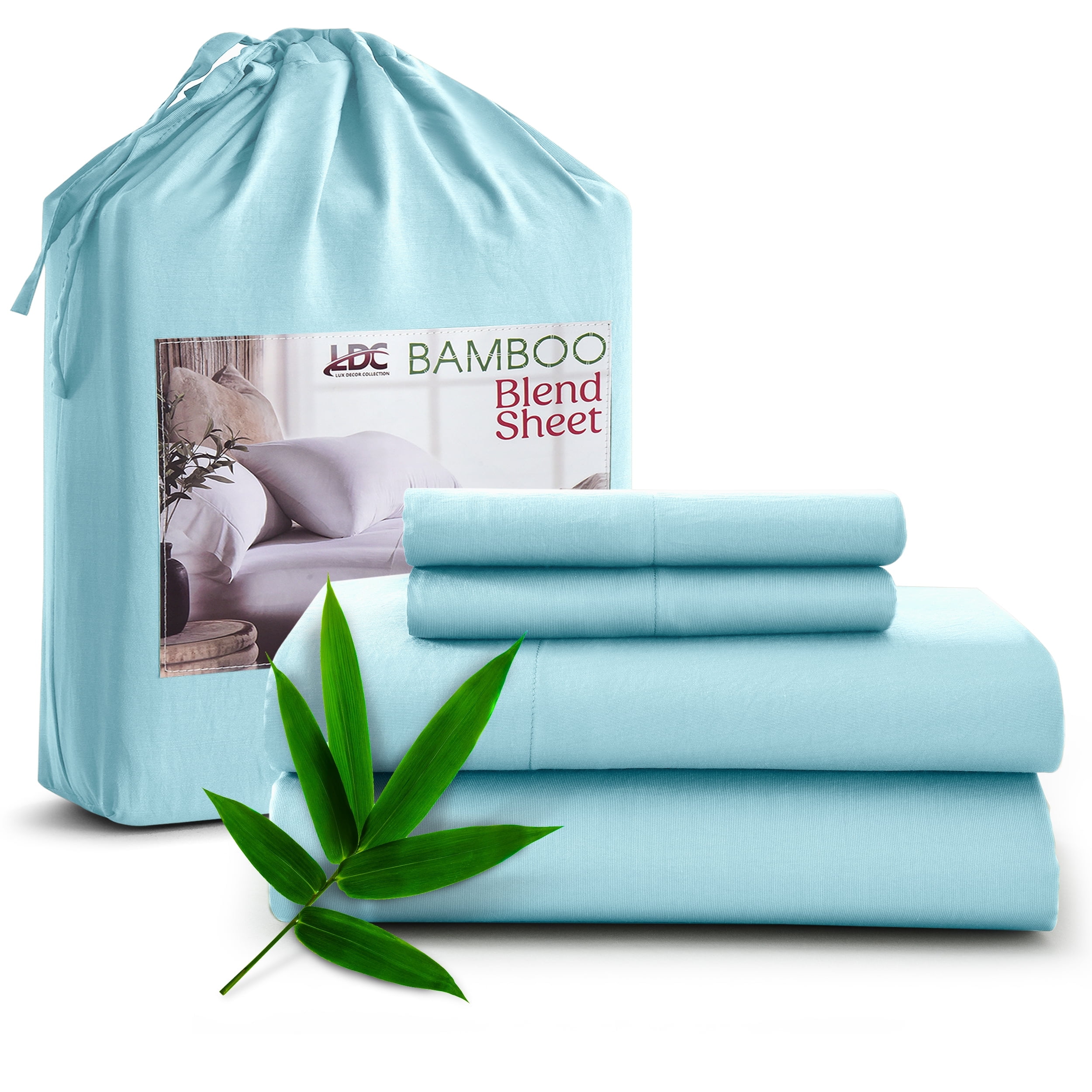 Lux Decor Collection Rayon from Bamboo Blend Sheets King Size - 4 Piece Cooling Bed Sheets Set, Blue