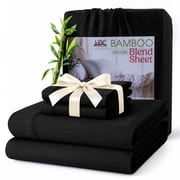 Lux Decor Rayon from Bamboo Blend Sheets Queen - 4 Piece Deep Pocket Bed Sheets Set, Black