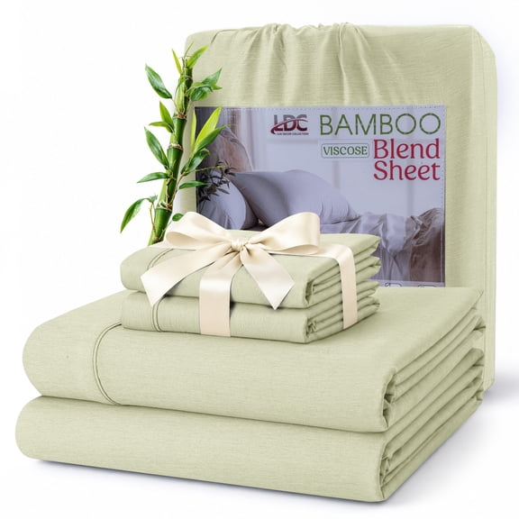 Lux Decor Rayon from Bamboo Blend Sheets Queen Size - 4 Piece Deep Pocket Bed Sheets Set, Beige