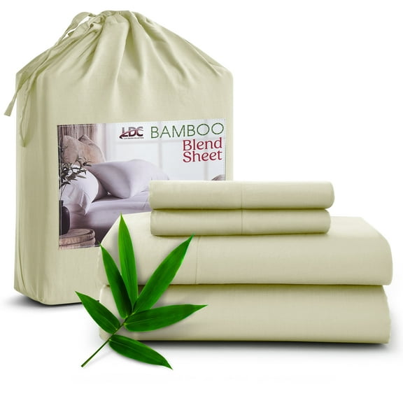 Lux Decor Collection Rayon from Bamboo Blend Sheets Queen Size - 4 Piece Deep Pocket Bed Sheets Set, Beige