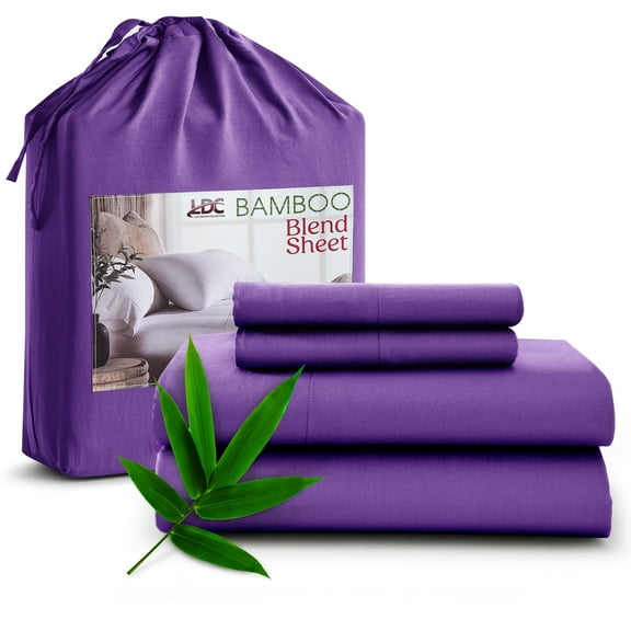 Lux Decor Collection Rayon from Bamboo Blend Sheets Queen Size - 4 Piece Deep Pocket Bed Sheets Set, Purple