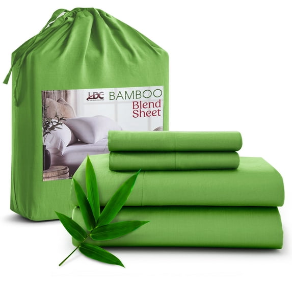 Lux Decor Collection Rayon from Bamboo Blend Sheets Set King - 4 Piece Cooling Bed Sheets Set, Sage