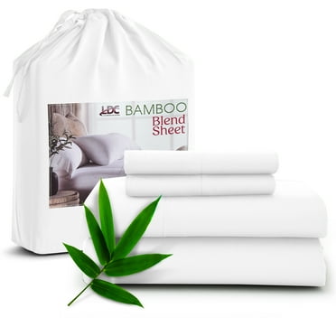 Lux Decor Collection Rayon from Bamboo Sheets Set King - 4 Piece Cooling Bed Sheets Set, White
