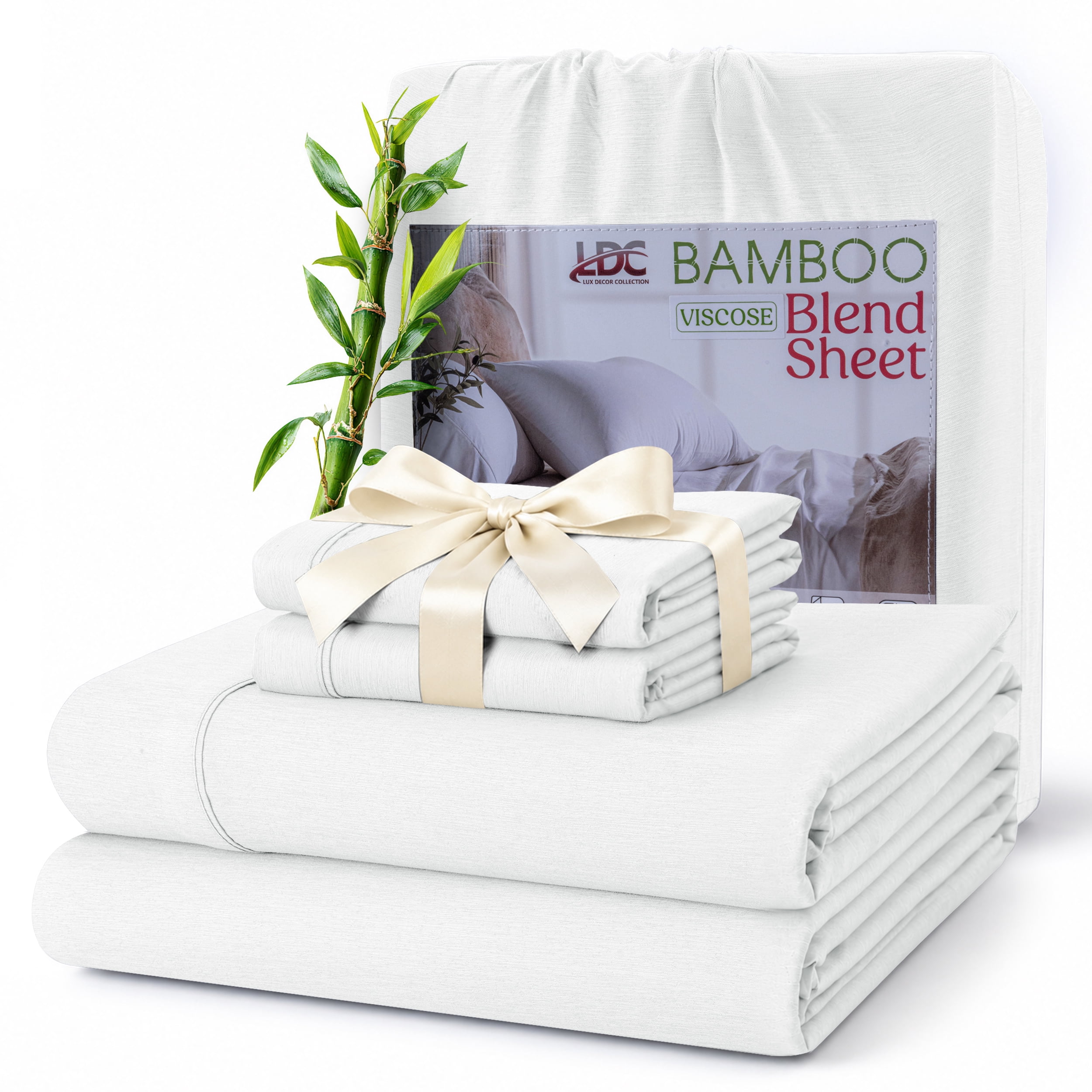 LDC Lux Decor Collection Rayon from Bamboo King Sheets Set 4 Piece ...