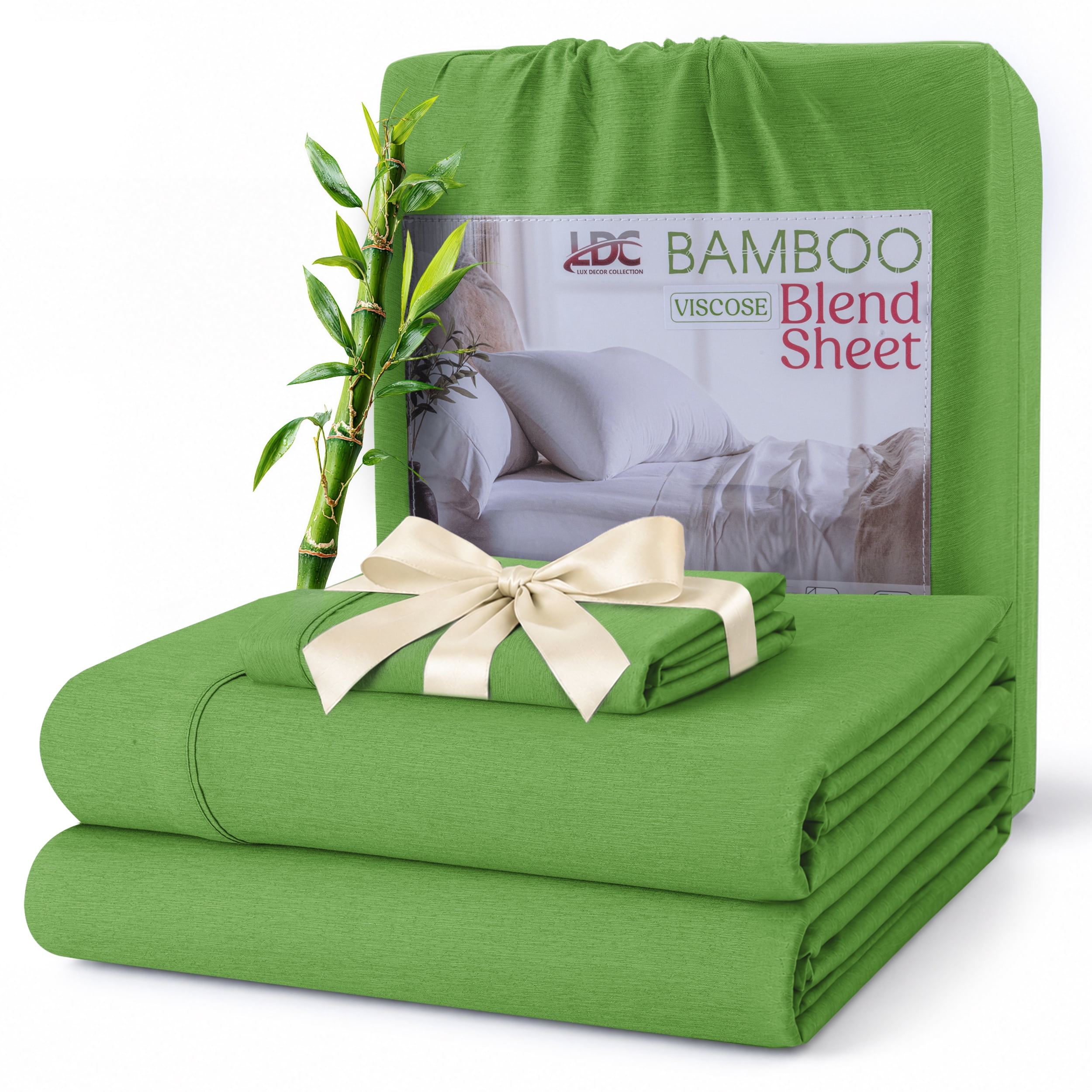 Home Collection Deals Lux Decor Rayon from Bamboo Blend Sheets Twin XL - 3 Piece Luxury Deep Pocket Bed Sheets Set - Sage