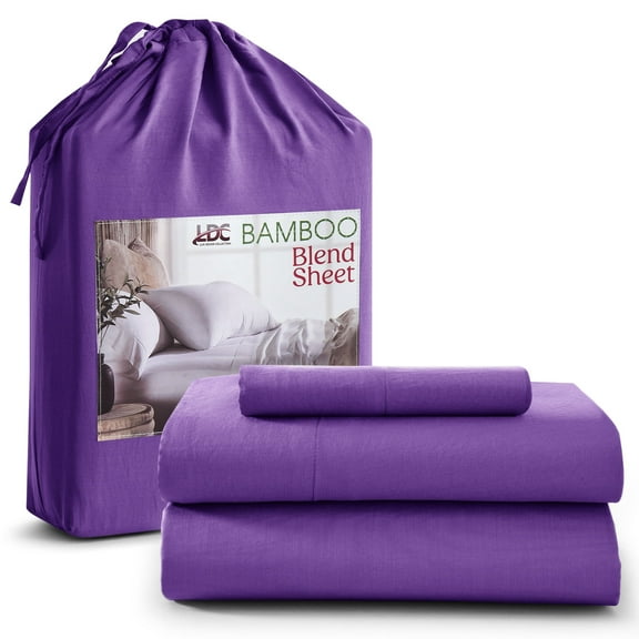 Lux Decor Collection Rayon from Bamboo Blend Twin Sheets - 3 Piece Soft Cooling Bed Sheets Set - Purple
