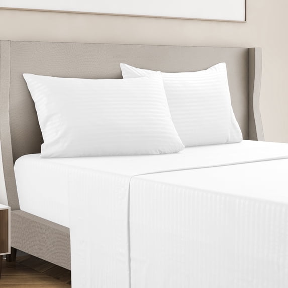 Lux Decor Collection Stripes 4 Piece Bedding Sets King with Flat Sheet and Fitted Sheet and Pillowcases