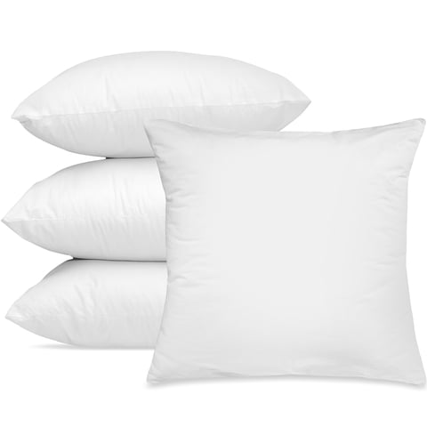 Lux Decor Collection Throw Pillows - 14 x 14 Pillow Insert Set of 4 White Soft & Comfortable Square Pillows