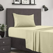 Lux Decor Collection Twin Bed Sheet Set - HIGHEST Egyptian QUALITY Microfiber 1800 Series Bedding -Wrinkle, Striped -3 Piece Bed Sheet Twin, Vanilla