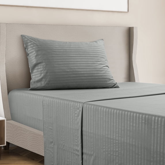 Lux Decor Collection Twin Bed Sheets, Premier Series Deep Pocket, Wrinkle, Fade, Stain Resistant Bedding Sheets & Pillowcases Set, Gray