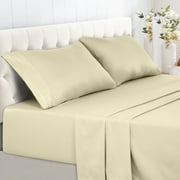 Lux Decor Collection Twin Bed Sheets Set, 4 Pc Microfiber Bed Sheets, Extra Deep Pocket Twin Fitted Sheet, Flat Sheet & Pillowcases, Vanilla