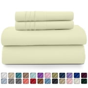 Lux Decor Collection Twin Bed Sheets Set 4 Piece - 16 Inch Deep Pocket Microfiber Sheets - Vanilla deal from Walmart