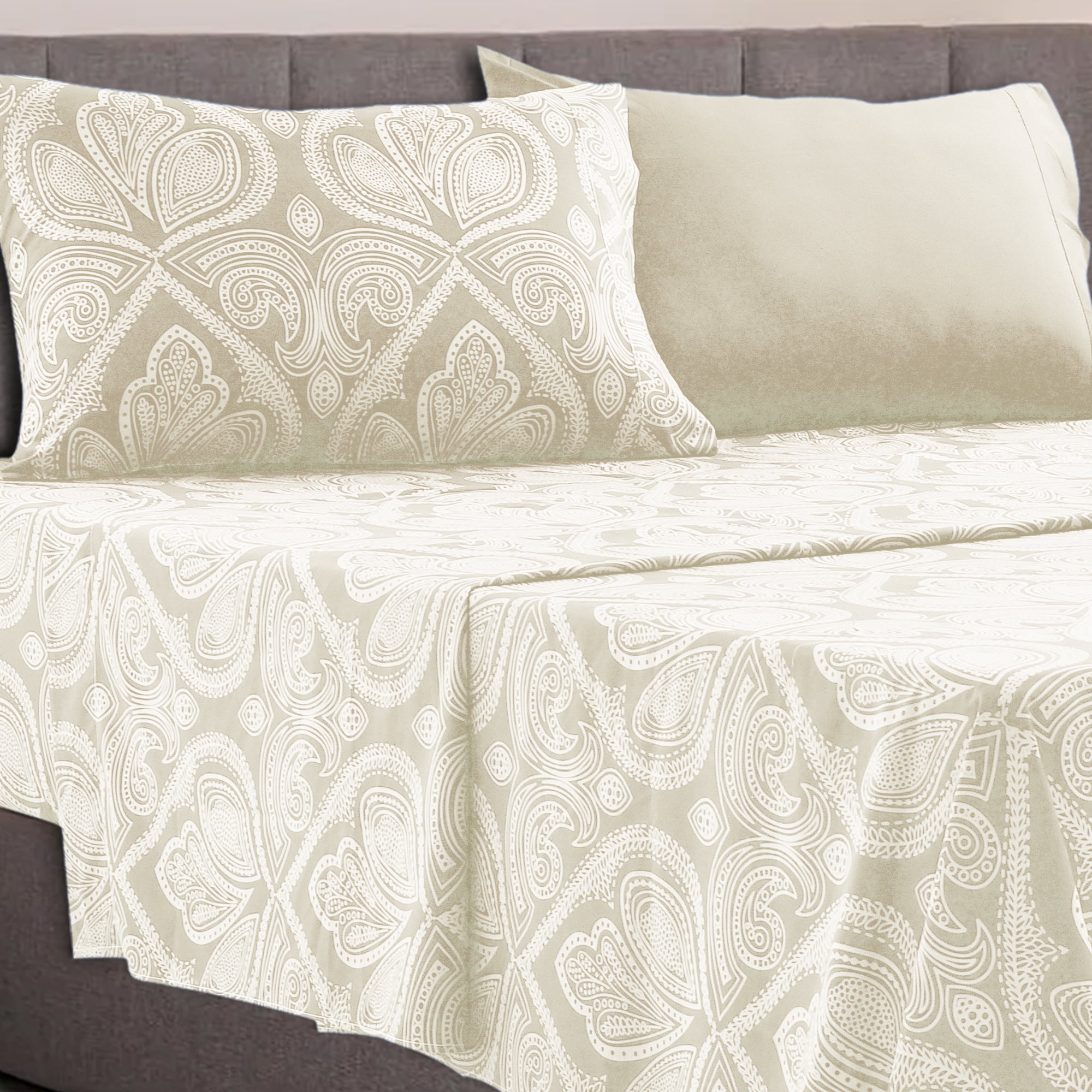 Lux Decor Collection Twin Bed Sheets Set 4 Piece Brushed Microfiber