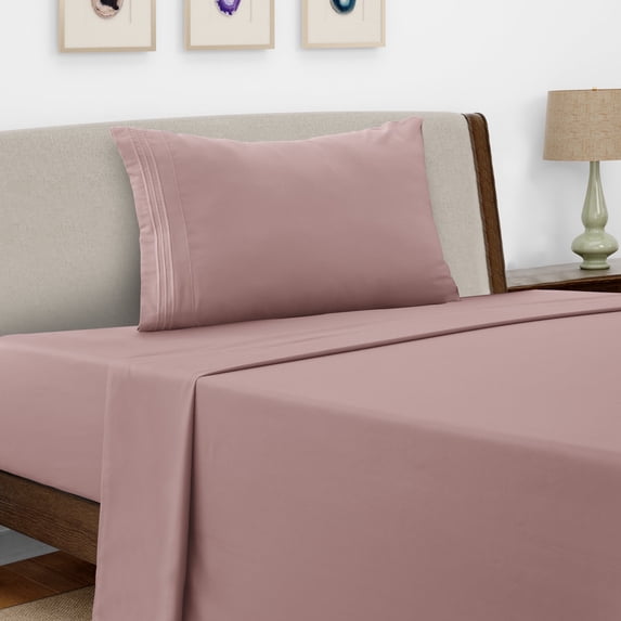 Lux Decor Collection Twin Bed Sheets Set , Upto 16 Inches Deep Pocket Brushed Microfiber 3 Piece Sheets Set, Baby Pink