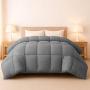 Lux Decor Premium Twin Comforter Down Alternative - All Season Box Stitched Quilted Duvet Insert with Corner Tabs, Machine Washable Bedding - Oekotex Certified - Gray
