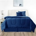 thumbnail image 1 of Lux Decor Collection Twin Down Alternative 4 Piece Comforter Set - Washable Microfiber Duvet Bedding Set, Navy Blue, 1 of 8