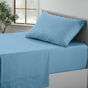 Lux Decor Collection Twin Sheets Set - 3 Pc Bed Sheets for Twin Size Bed, Microfiber Deep Pocket Bedding Sheets & Pillowcases - Blue