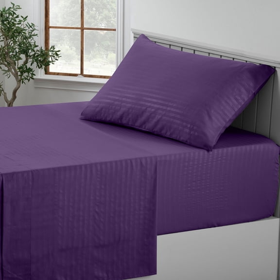 Lux Decor Collection Twin Sheets Set - 3 Pc Bed Sheets for Twin Size Bed, Microfiber Deep Pocket Bedding Sheets & Pillowcases - Purple