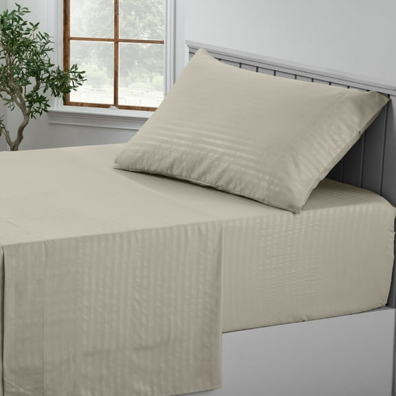 Lux Decor Collection Twin Sheets Set - 3 Pc Bed Sheets for Twin Size Bed, Microfiber Deep Pocket Bedding Sheets & Pillowcases - Taupe