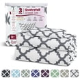 thumbnail image 1 of Lux Decor Twin Size Bed Sheets Set 3 Piece - Quatrefoil Pattern, Ultra Soft Polyester Sheet Deep Pocket Fit, Wrinkle Free, Breathable & Fade Resistant OEKO-TEX Certified, White, 1 of 11