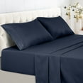thumbnail image 1 of Lux Decor Collection Twin Sheets Set, Premium Double Brushed Microfiber Sheet Set - Hypoallergenic, Wrinkle Resistant - Deep Pocket Bed Sheet, Navy Blue, 1 of 5