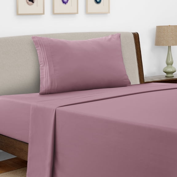 Lux Decor Collection Twin Sheets Set , Upto 16 Inches Deep Pocket Brushed Microfiber 3 Piece Bed Sheets Set, Pink
