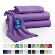Lux Decor Collection Twin Sheets Set , Upto 16 Inches Deep Pocket Brushed Microfiber 3 Piece Bed Sheets Set, Purple