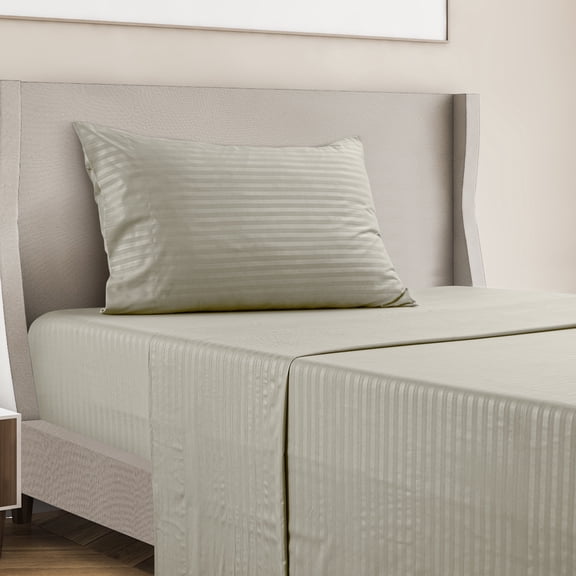 Lux Decor Collection Twin Size Bed Sheets Set, Luxury 3 Piece Microfiber Deep Pocket Fitted Sheet, Flat Sheet & Pillowcases Bedding Sheets Set - Taupe