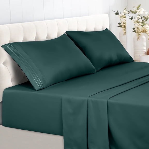 Lux Decor Collection Twin Size Sheet Set, 16" Deep Pocket Bed Sheets Set - Fitted Bed Sheet, Flat Sheet & Pillowcases - Teal