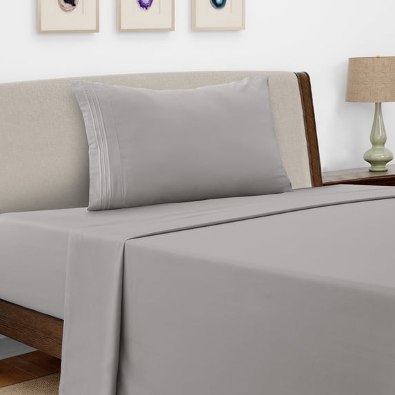 Lux Decor Collection Twin XL Bed Sheets - Brushed Microfiber 3 Piece Bed Sheets Set Upto 16 Inches Deep Pocket, Gray