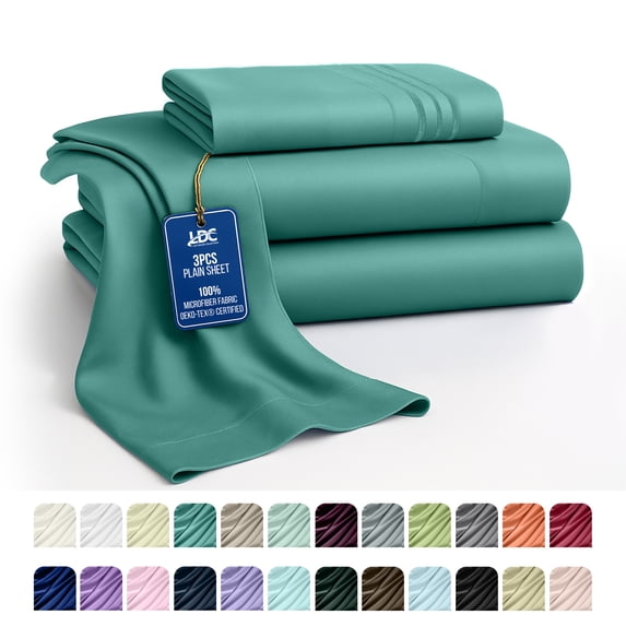 Lux Decor Collection Twin XL Bed Sheets - Brushed Microfiber 3 Piece Bed Sheets Set Upto 16 Inches Deep Pocket, Teal