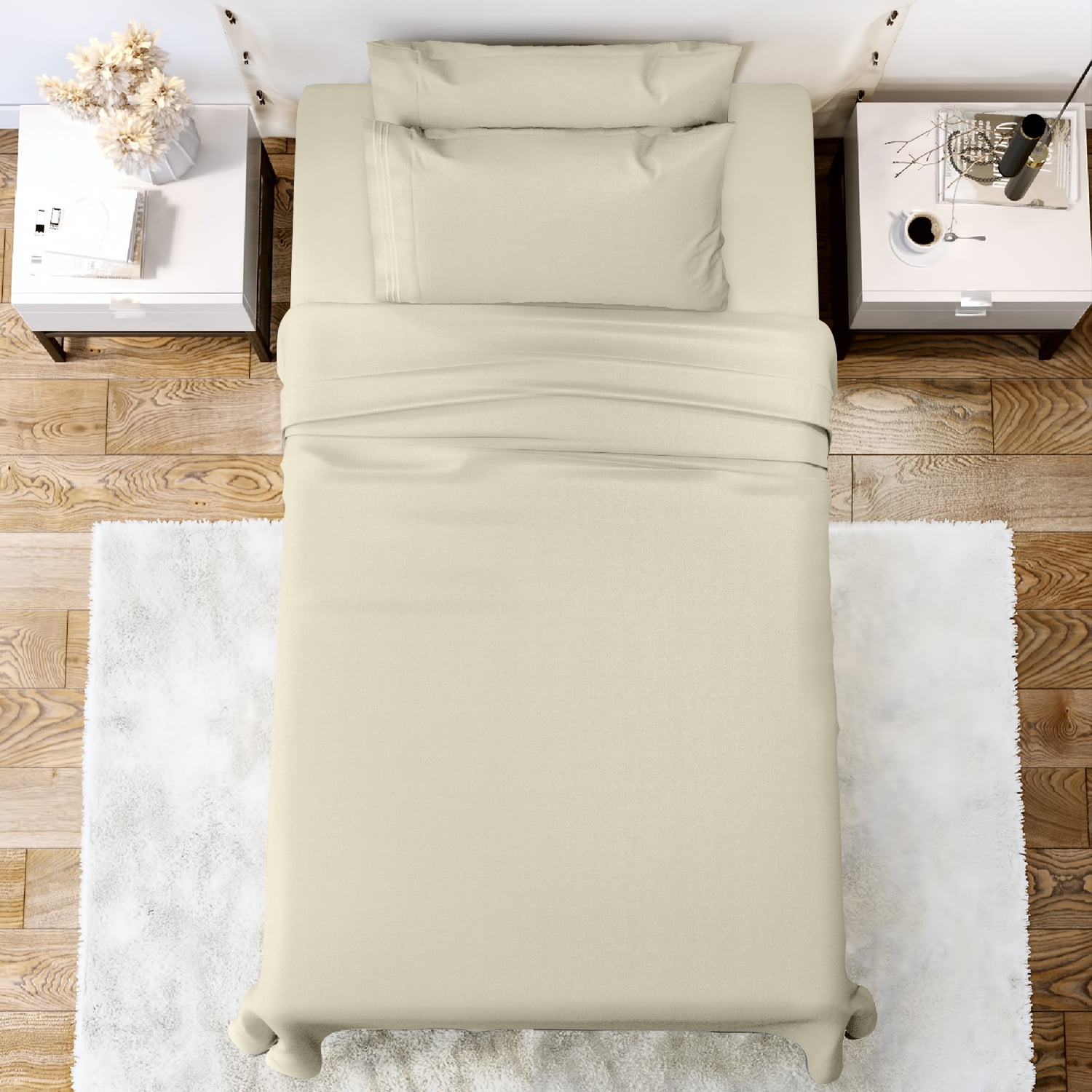 Lux Decor Collection Twin XL Bed Sheets Set, 4 Pc Microfiber Bed Sheets