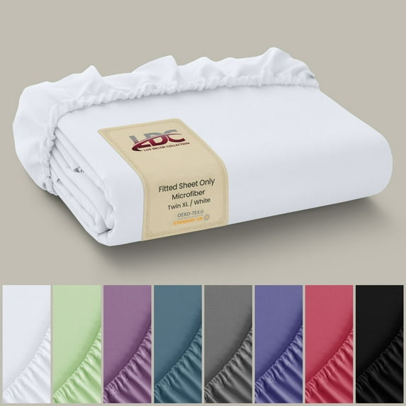 Lux Decor Collection Twin XL Fitted Sheet, 16" Deep Pocket Fitted Sheet Sold Separately - White