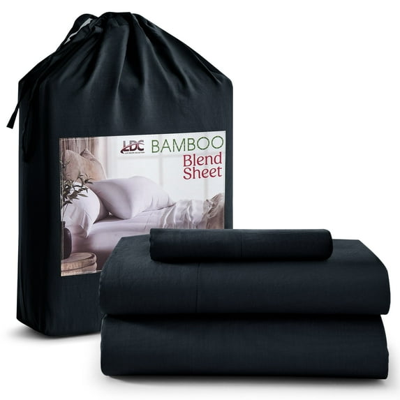 Lux Decor Collection Twin XL Rayon from Bamboo Blend Sheets Set- 3 Piece Luxury Deep Pocket Bed Sheets Set, Black