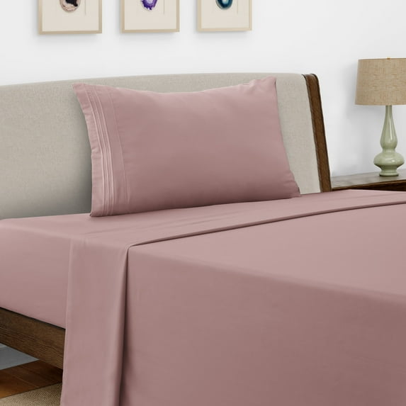 Lux Decor Collection Twin XL Sheet Set - Brushed Microfiber 3 Piece Bed Sheets Set, Baby Pink