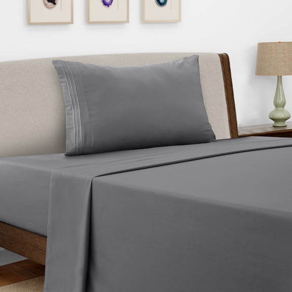 Lux Decor Collection Twin XL Sheet Set - Brushed Microfiber 3 Piece Bed Sheets Set, Dark Gray