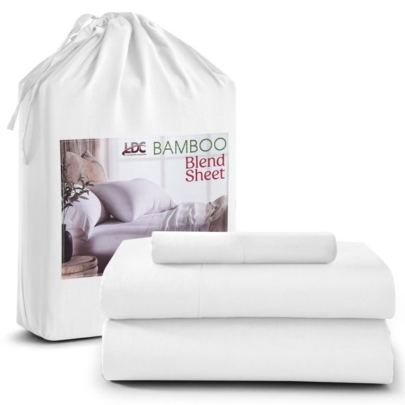 Lux Decor Collection Twin XL Sheet Sets Deep Pocket - Rayon from Bamboo Blend Sheets Set 3 Piece, White
