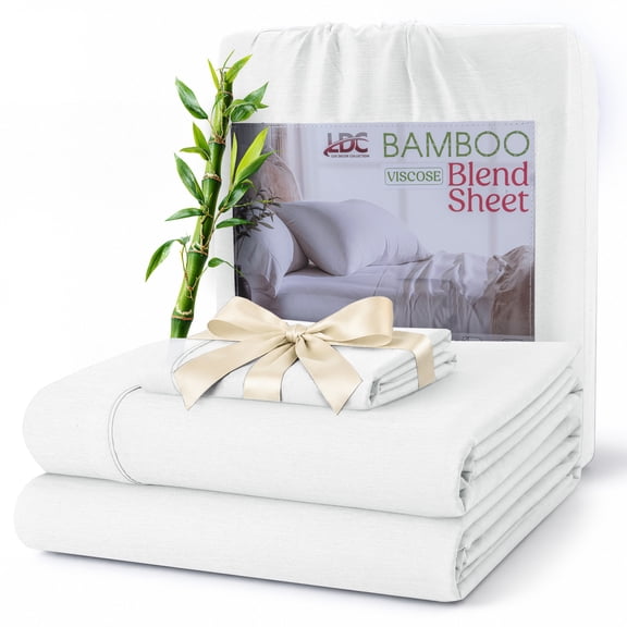 Lux Decor Twin XL Sheet Sets Deep Pocket - Rayon from Bamboo Blend Sheets Set 3 Piece, White