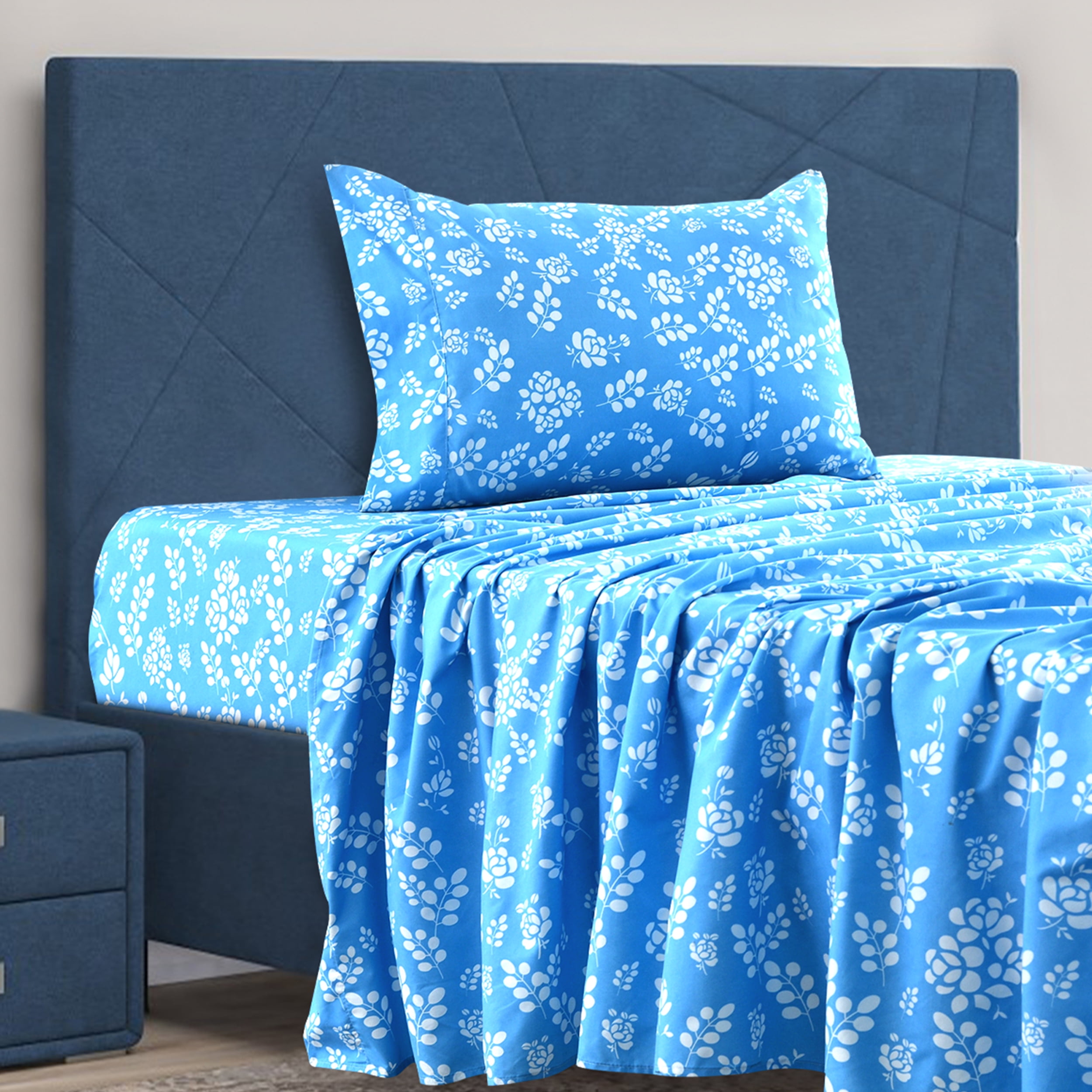 Lux Decor Collection Twin XL Sheets Set, 3 Piece Microfiber Deep Pocket Bed Sheets Set Floral