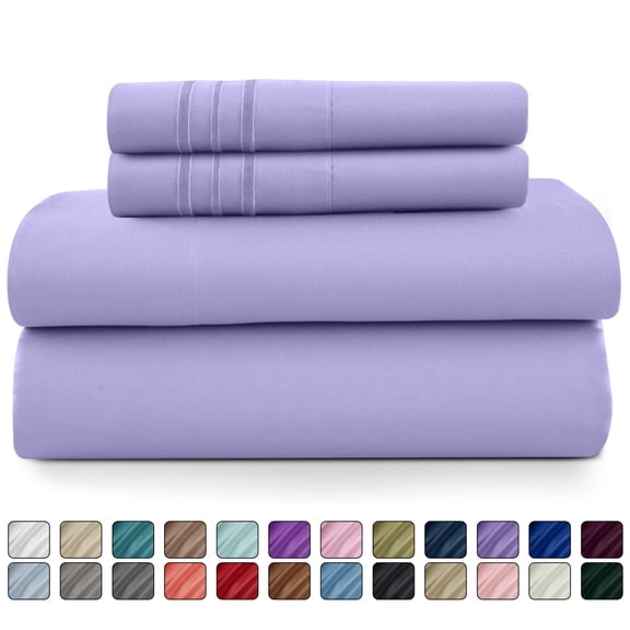 Lux Decor Collection Twin XL Size 4 Piece Sheets Set - Microfiber Deep Pocket Bed Sheets & Pillowcases - Lavender