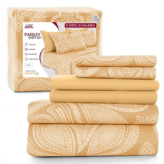 Lux Decor Collection Ultra Soft High Quality Microfiber Bed Sheet Set, Queen, Taupe