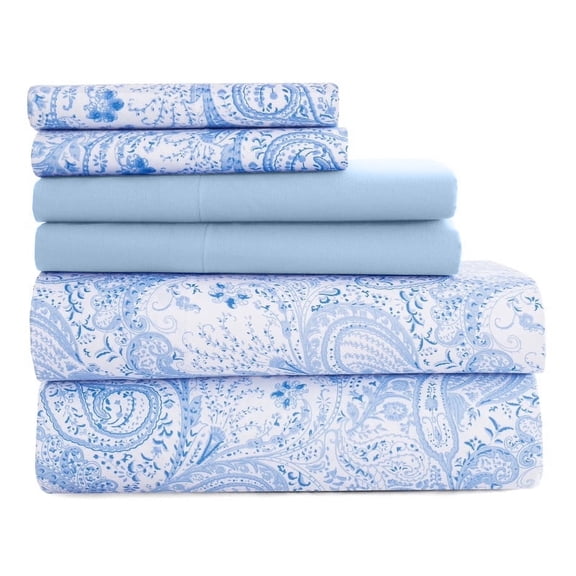 Lux Decor Collection Ultra Soft High Quality Microfiber Bed Sheet Set (Queen, White Blue)
