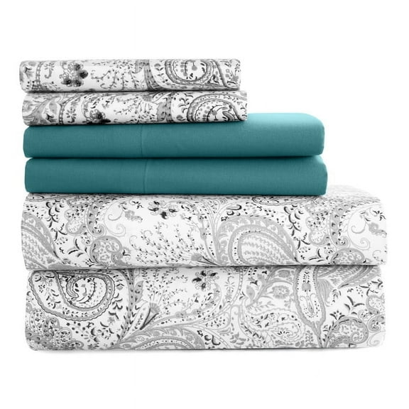 Lux Decor Collection Ultra Soft High Quality Microfiber Bed Sheet Set (Queen, White Grey)