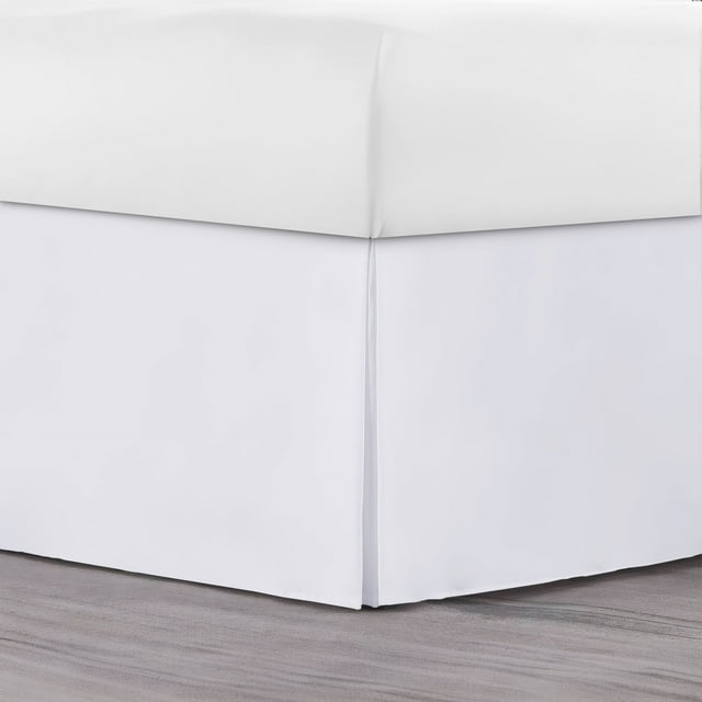 Lux Decor Full Bed Skirt - Easy fit with 16 Inch Tailored Drop - Brushed Microfiber, Soft Quadruple Pleated, Hotel Quality - White