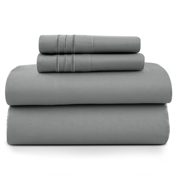 Lux Decor King Size Sheet Set, 4-Piece Plain Soft Microfiber – Deep Pocket King Bed Sheets, Includes 1 Fitted Sheet, 1 Flat Sheet, 2 Pillowcases, Dark Gray