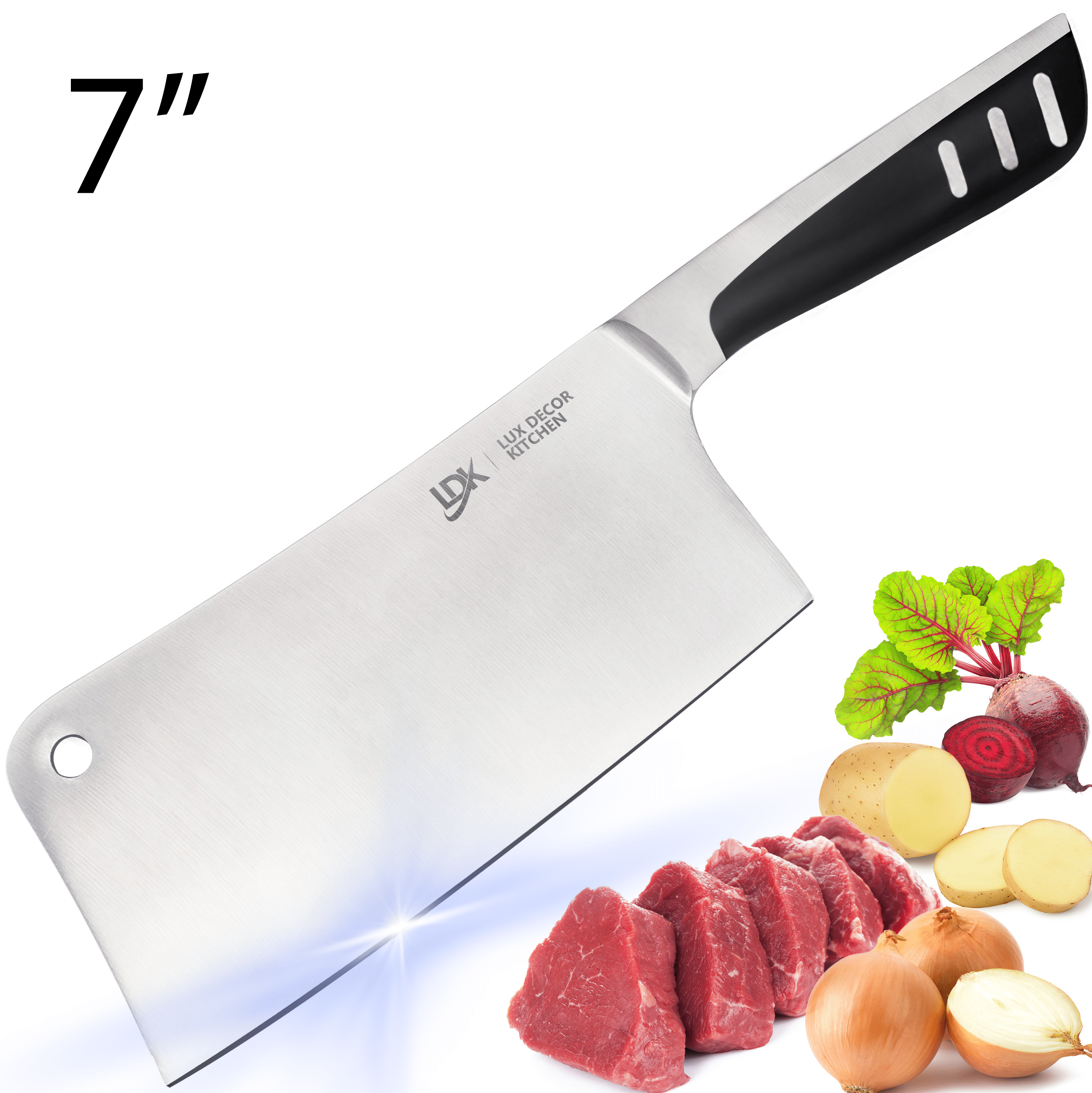 Lux Decor Kitchen Butcher Knife Stainless Steel - 7 Inch Multi Purpose Best  for Home Kitchen and Restaurants Chef Knife Heavy Duty Chopper Meat