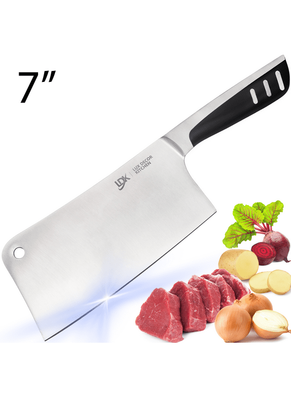 Lux Decor Kitchen Butcher Knife Stainless Steel - 7 Inch Multi Purpose Best for Home Kitchen and Restaurants Chef Knife Heavy Duty Chopper Meat Cleaver